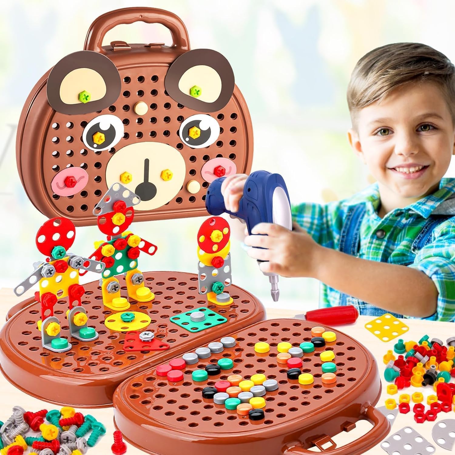 Kids 204 Piece DIY Tool Kit with Toy Drill, Age 3+ - Halri