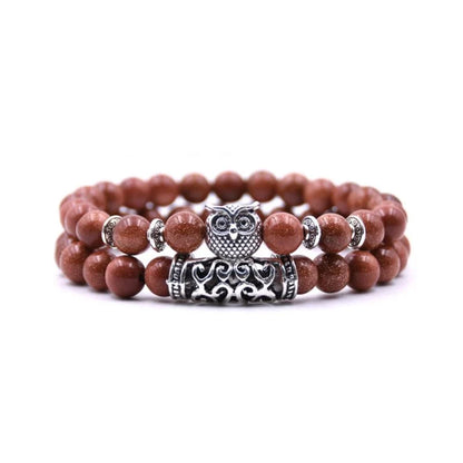 Nature Inspired Owl Bead Stone Bracelet