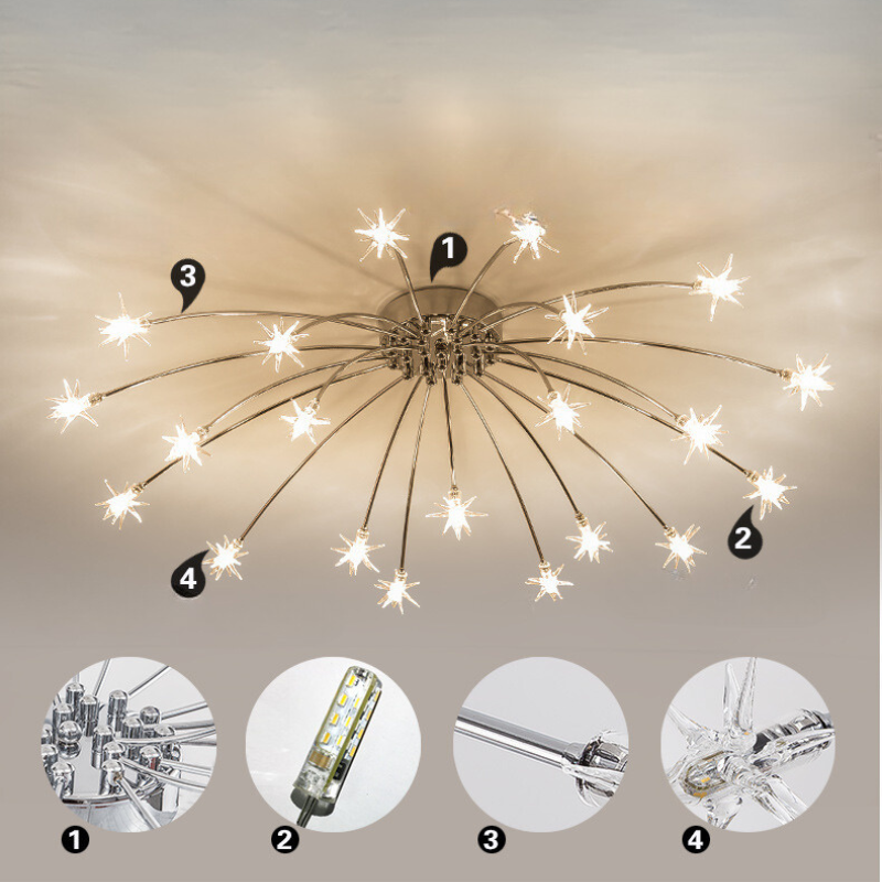 Luxury Chrome Glass Semi Flush Ceiling Light