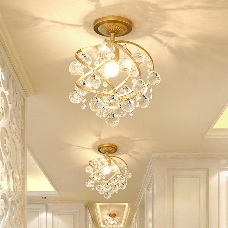 Elegant Crystal Pendant Ceiling Light with Gold Details - Halri