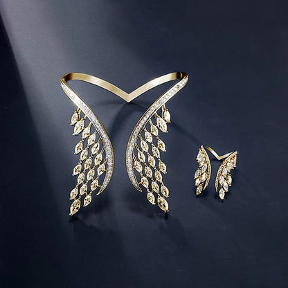 Delicate Wing Shaped Ring and Bangle Set