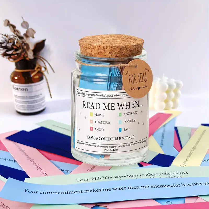 Inspirational Bible Quote Jar with 67 Uplifting Verses