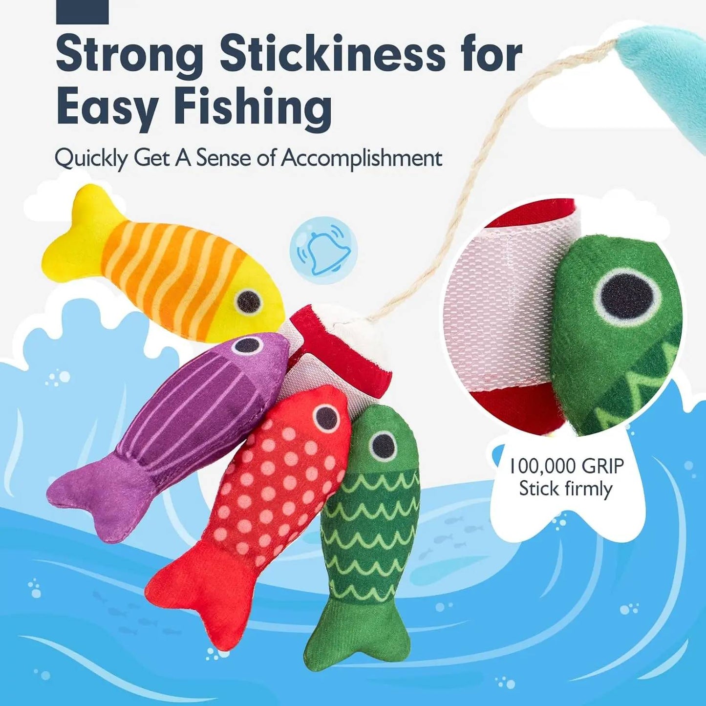 22Pcs Cloth Montessori Fishing Toy for Young Learners with Stacking Cups, Color Sorting