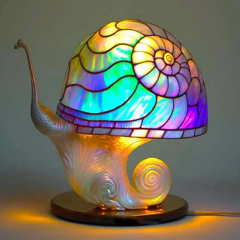 Colorful Glass Floral Table Lamp