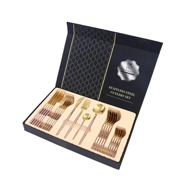 Durable 24pc Silverware Set Stainless Steel Utensils