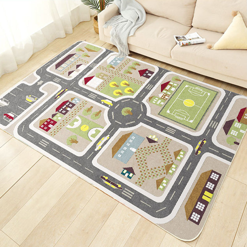 Colorful Kids Car Theme Rug Non-Slip Cotton Area Rug