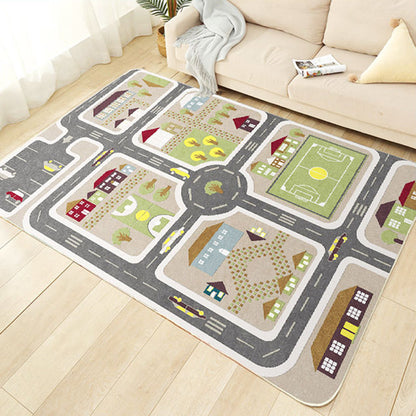 Colorful Kids Car Theme Rug Non-Slip Cotton Area Rug