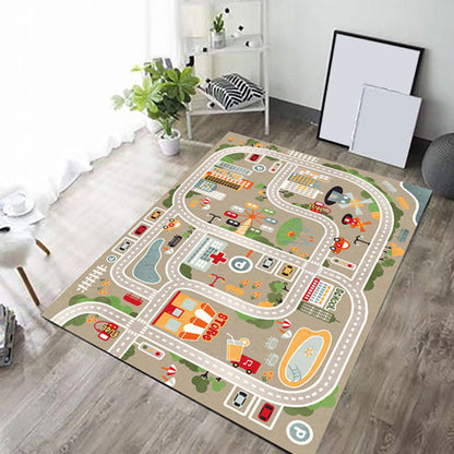 Colorful Kids Car Theme Rug Non-Slip Cotton Area Rug