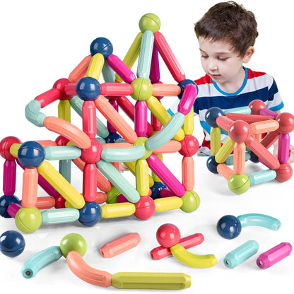 Colorful Kids Magnetic Blocks Building Set, 25-138 Pieces - Halri