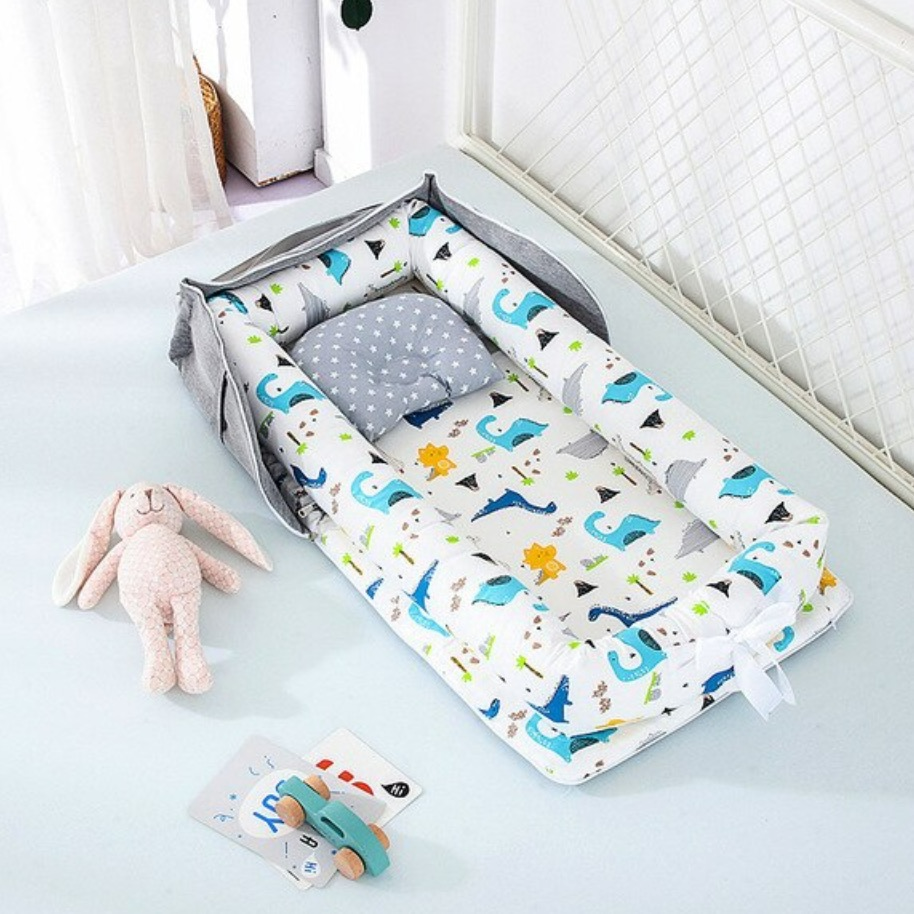 Compact Folding Baby Crib with Pillow