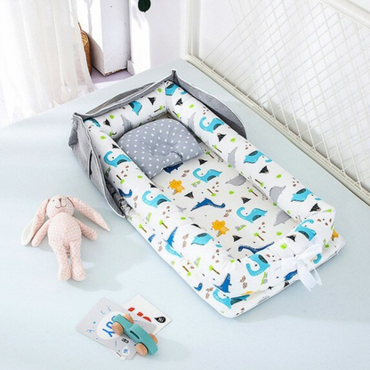Compact Folding Baby Crib with Pillow