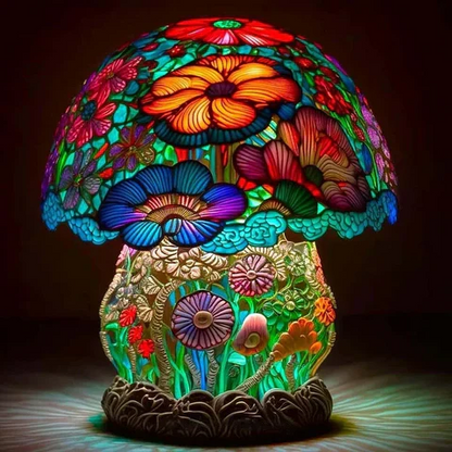 Colorful Glass Floral Table Lamp - Halri
