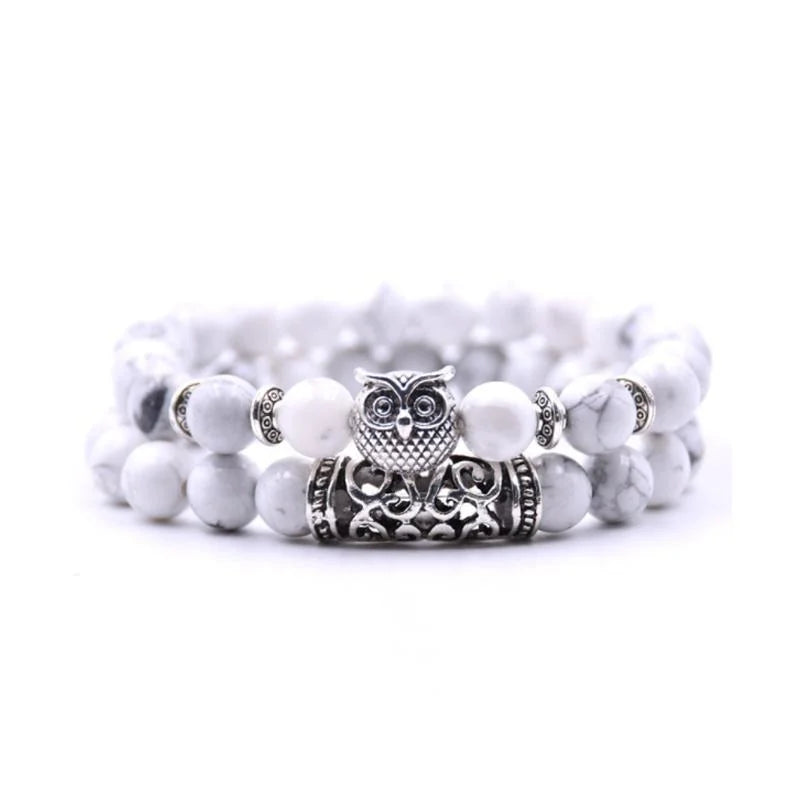 Nature Inspired Owl Bead Stone Bracelet