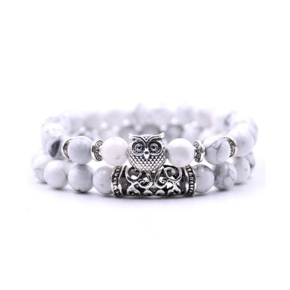 Nature Inspired Owl Bead Stone Bracelet