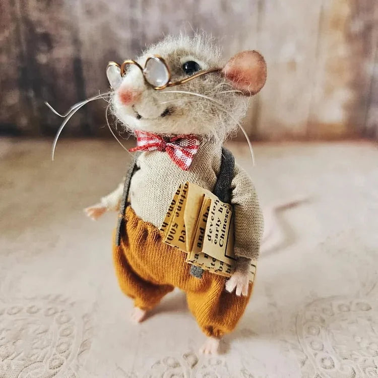 Festive Handmade Wool Mouse Ornament