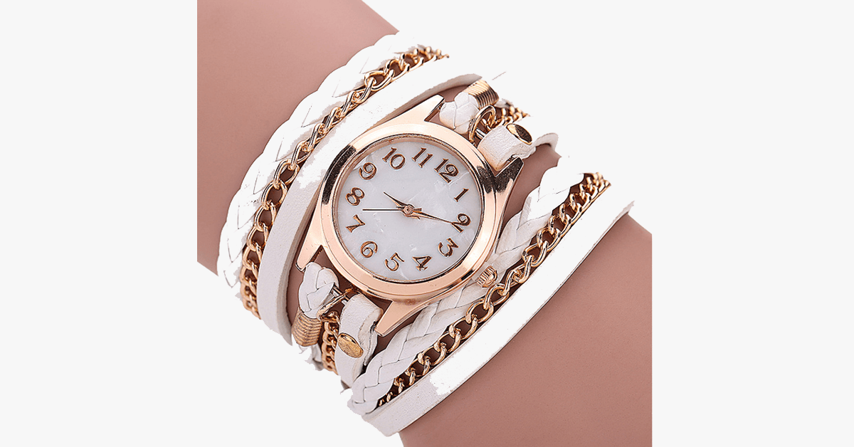 Fashion Gold Quartz Watch with Colorful Straps - Halri