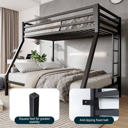 Space Saving Metal Bunk Bed Frame With Sturdy Ladder