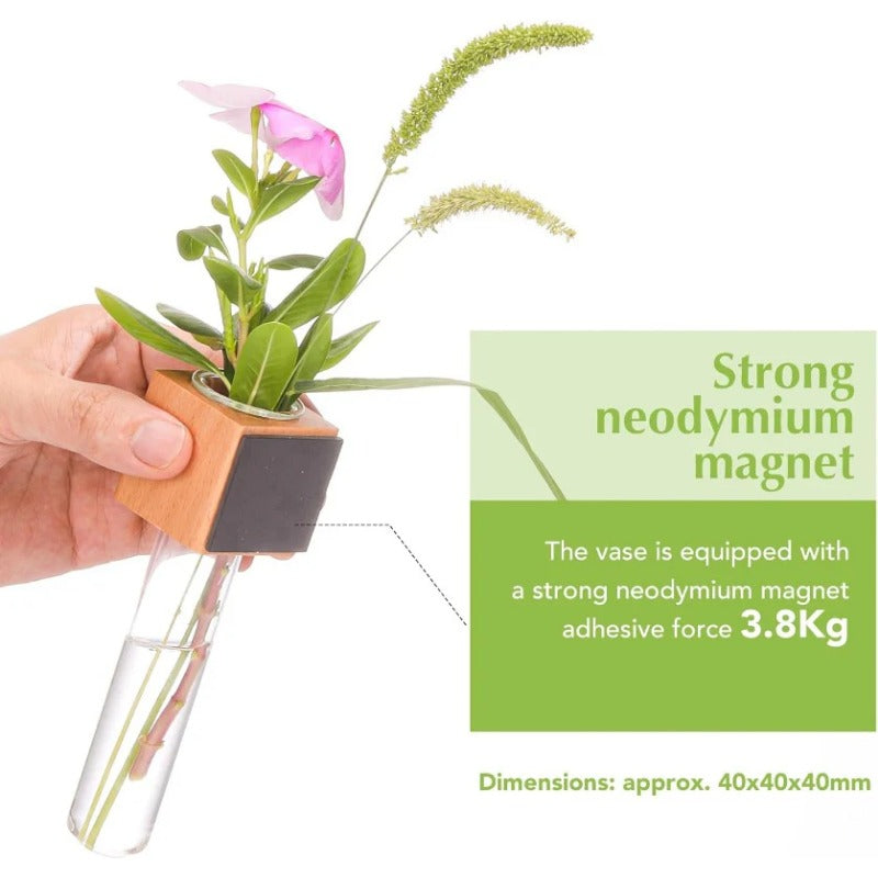 Small Wooden Magnetic Flower Vase - Halri