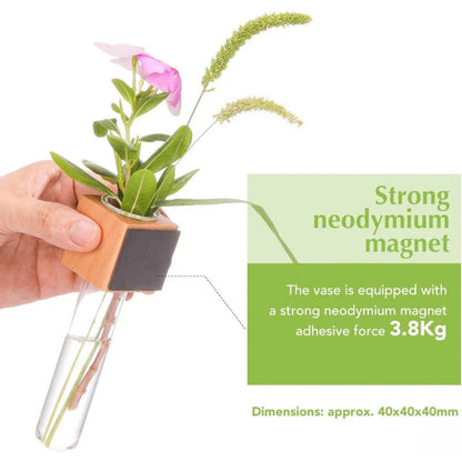 Small Wooden Magnetic Flower Vase - Halri