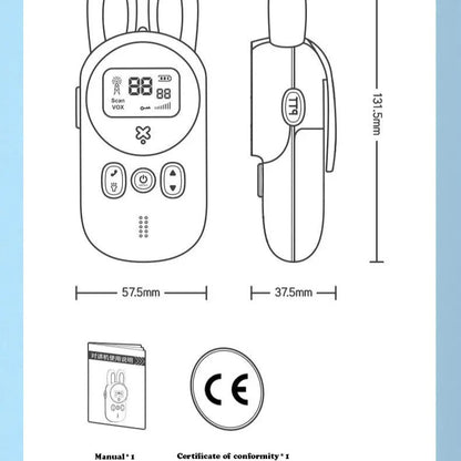 2PCS Cute Cartoon Walkie Talkie Toy with LCD Display and Hands-Free VOX Function, Safe for Ages 6+