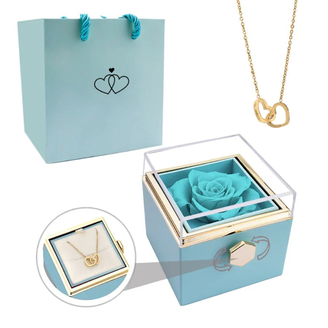 Eternal Rose Jewelry Box with Secret Necklace Inside
