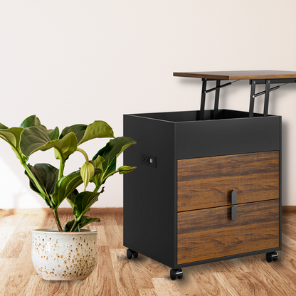 Stylish Wooden Desk Side Table with Swivel Top