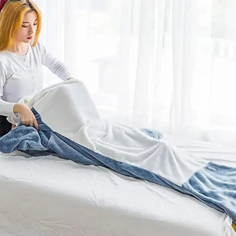 Cozy Plush Shark Hooded Throw Blanket