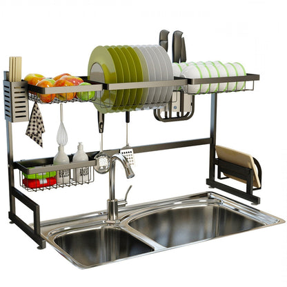 Space Saving Stainless Steel Sink Dish Rack Organizer