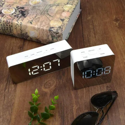 LED Smart Clock Mirror Night Light Table Alarm