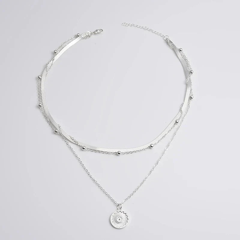 Luxurious 3 Layer Silver Chain Necklace