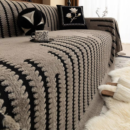 Soft Sofa Cover Cozy Fleece with Classic Pattern