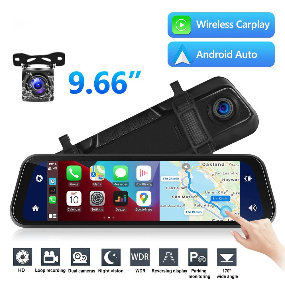 HD Smart Rearview Mirror Dash Camera with Wi-Fi Connectivity - Halri