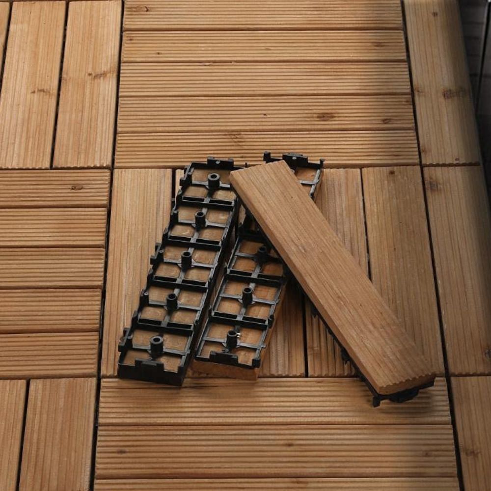 Easy Fit Wooden Decking Tiles for Patio 27 Pieces