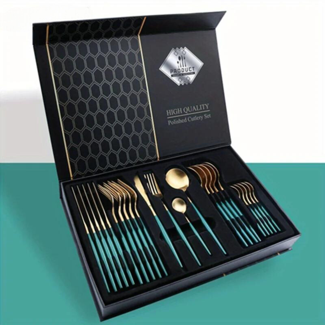 Premium 24-Piece Gold Flatware Set for Elegant Dining - Halri