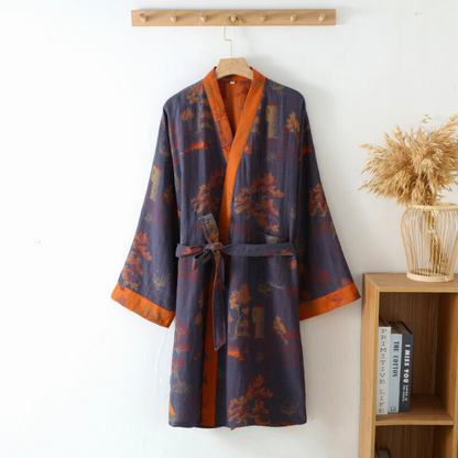 Plush Cotton Kimono Bathrobe - Cozy and Absorbent - Halri