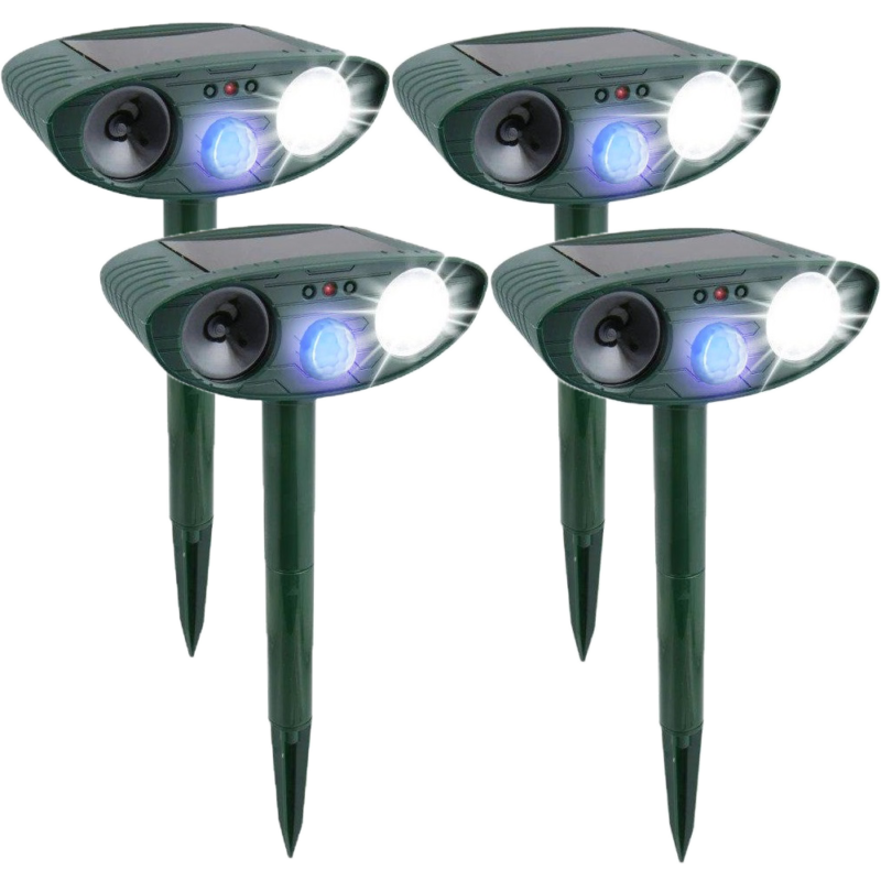 Outdoor Solar Powered Animal Repellent with Flashing Light