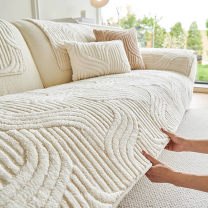 Soft Pet Friendly Sofa Slipcover with Wave Pattern
