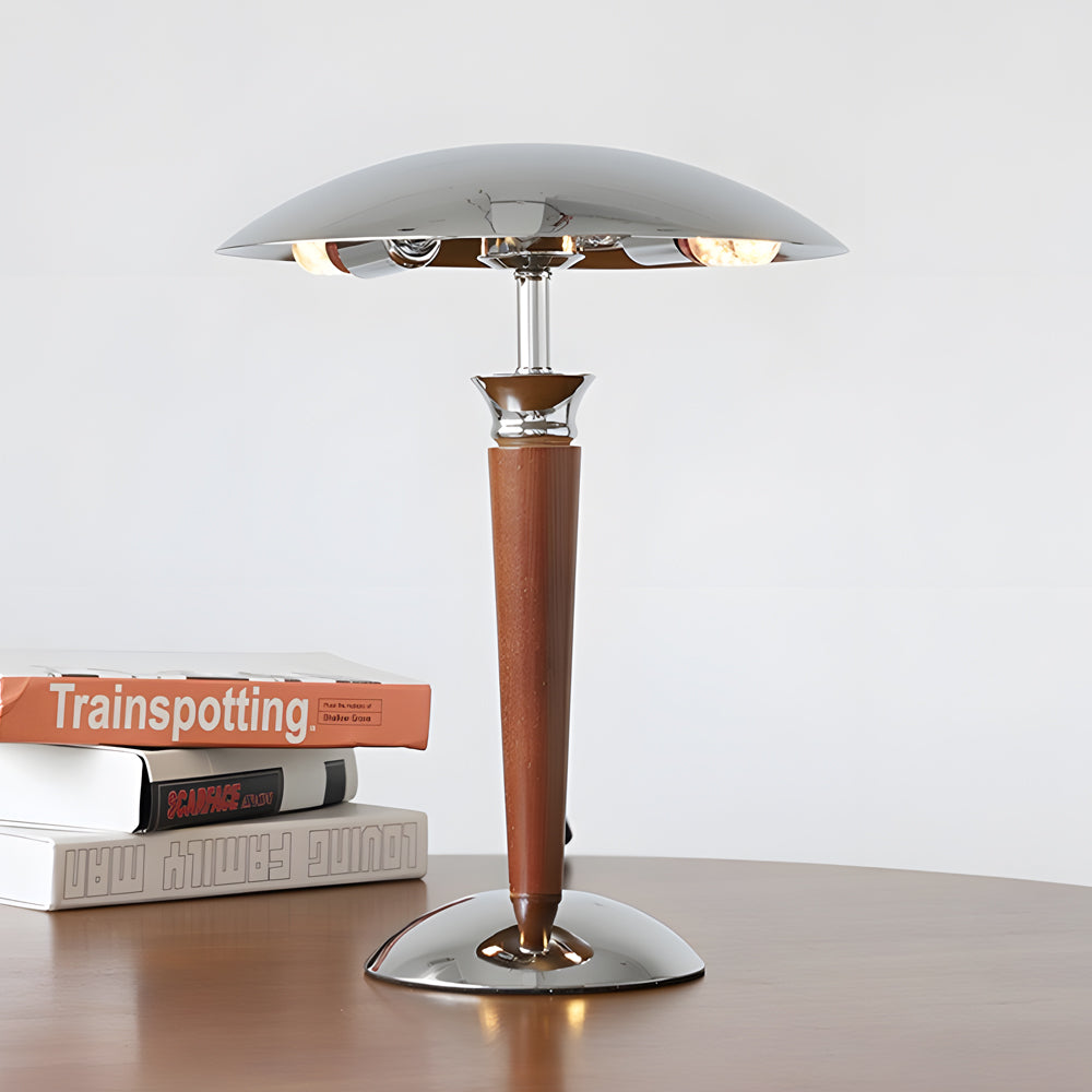Vintage Navy Mushroom Desk Lamp with Dimmer