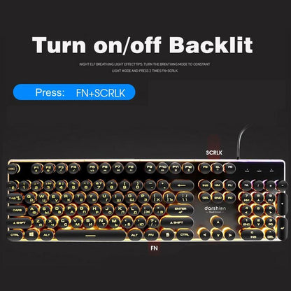 Vintage LED Gaming Keyboard Round Backlit Keys