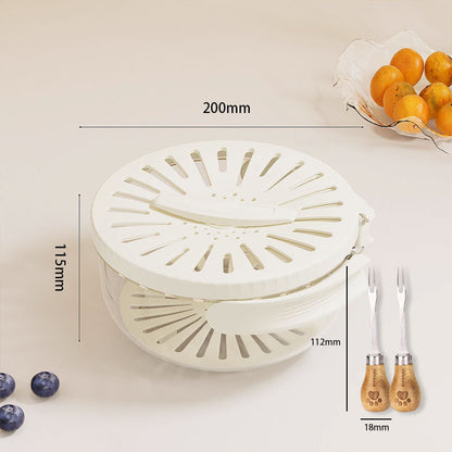 White steamer basket with measurements on a light background