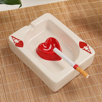 Stylish Square Ceramic Ashtray with Heart Pattern - Halri