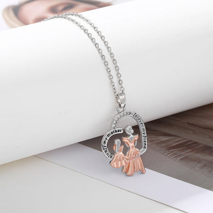 Lovely Mom Daughter Heart Necklace