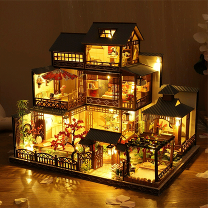 Big Detailed Wood Dollhouse With LED Lighting