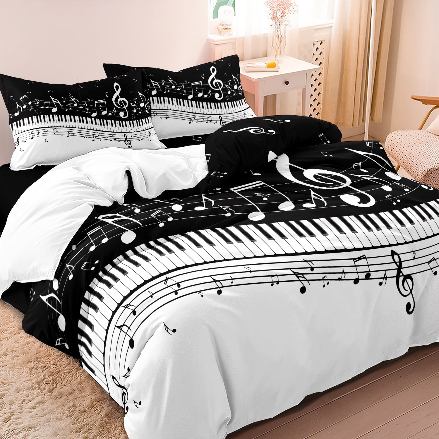 Musical Note Comforter Set Piano Bedding - Halri