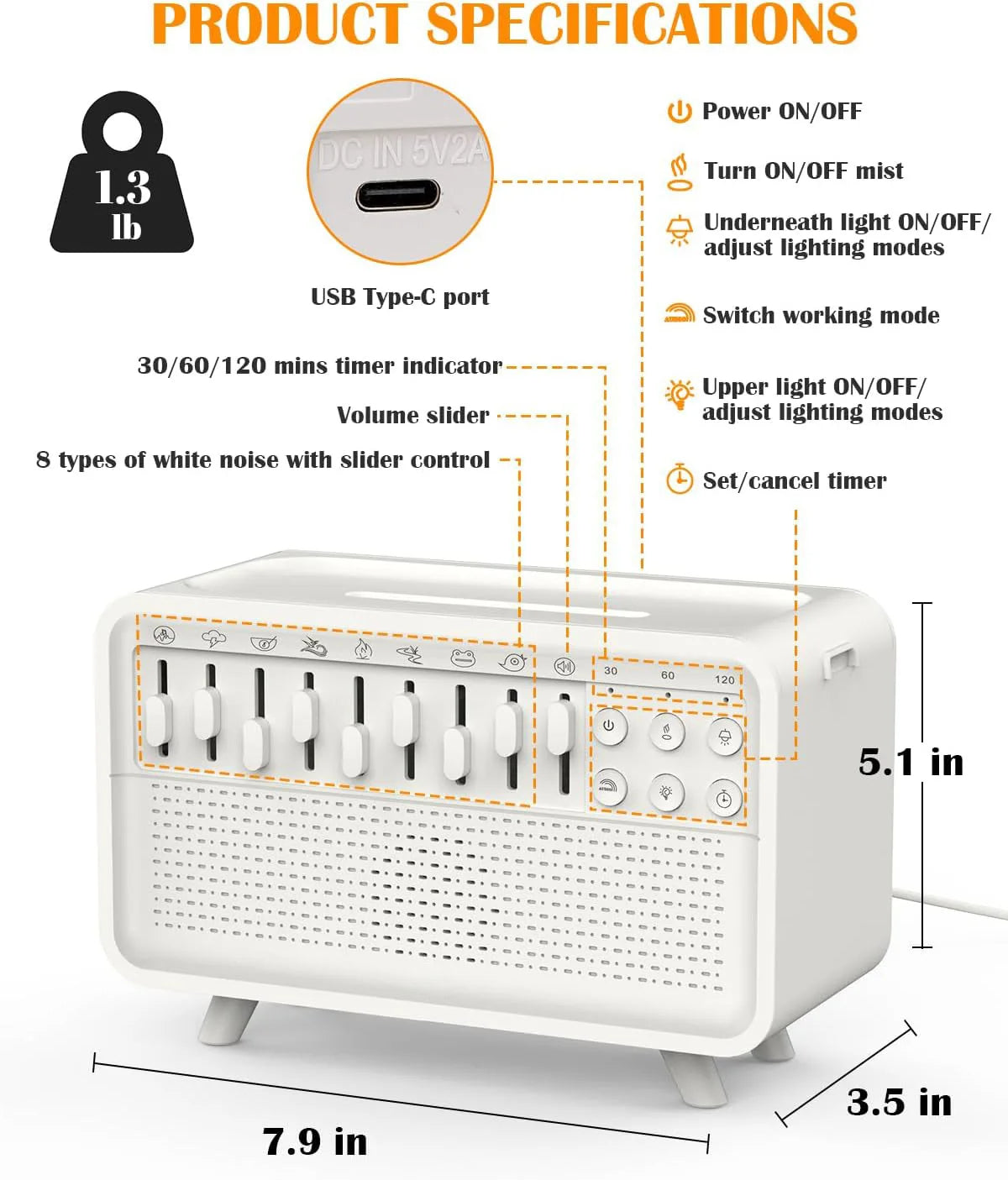 Soothing Sleep Sound Machine with Humidifier