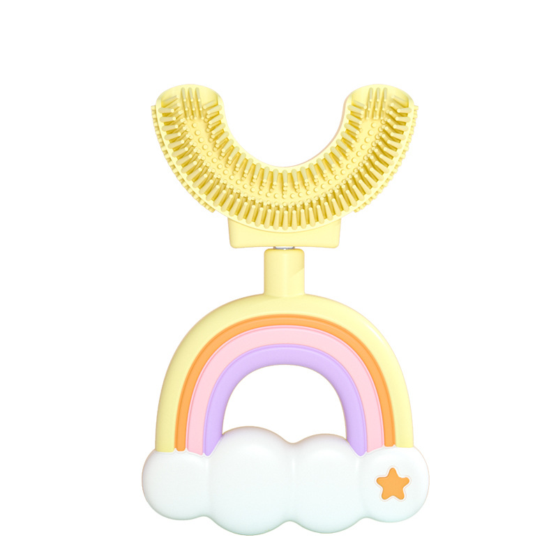 Colorful Kids Silicone Toothbrush Fun U-Shaped Design