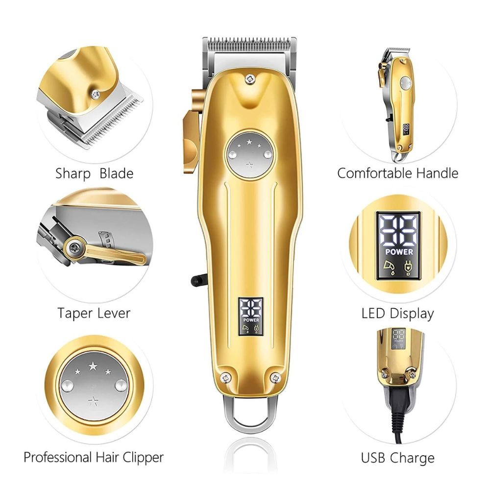 Premium Cordless Hair Trimmers for Men Gold Kit