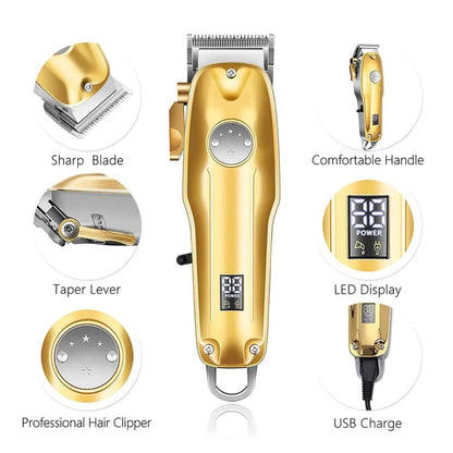 Premium Cordless Hair Trimmers for Men Gold Kit