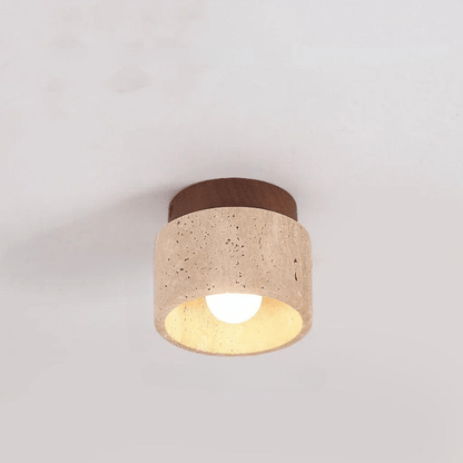 Elegant Travertine Ceiling Lamp Soft Ambient Lighting