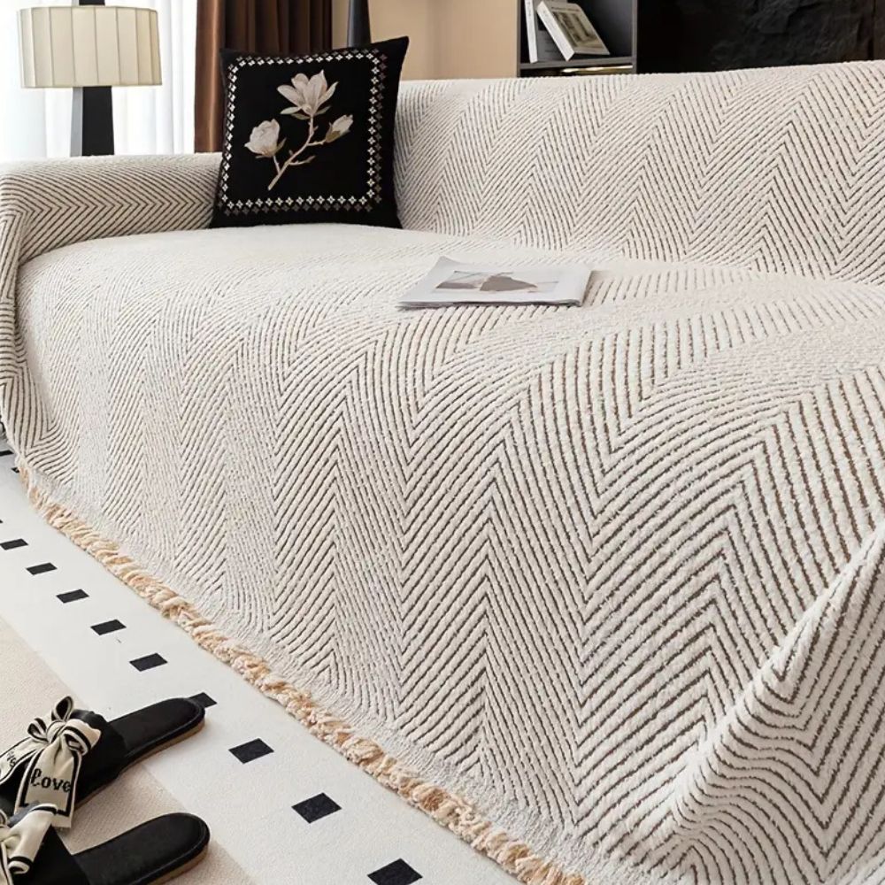 Stylish Herringbone Sofa Protector Waterproof Fabric Cover
